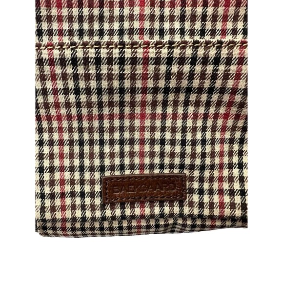 NWT Baekgaard Colby Plaid Brown Red Cream Crossbody Purse Bag Leather Handbag - Picture 3 of 16